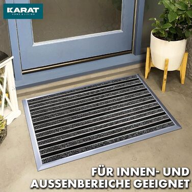 Килимок для дверей KARAT Spectral з алюмінієвою рамкою для використання всередині та зовні приміщень - стійкий до іржі та атмосферних впливів - килимок для передніх дверей - килимок для входу (текстильне волокно, ребристе/матове, 54 x 83 см)