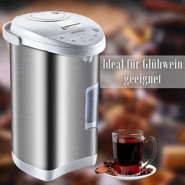 Термопот 5 літрів Ідеально підходить для глінтвейну Диспенсер для гарячої води з нержавіючої сталі Глінтвейн для вина Чайник Диспенсер для води Розповсюджувач Термос Диспенсер для глінтвейну Чайник для заварювання