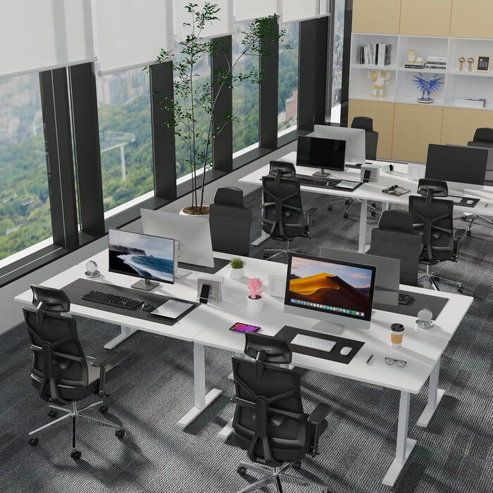 Стіл з регулюванням висоти 140x70 см, цільна стільниця 25 мм, подвійний двигун, 3-рівнева конструкція, інтелектуальне керування з 4 пресетами пам&39яті та 2 USB-портами (білий білий), білий білий 140 см x 70 см