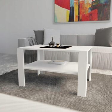 Сучасний журнальний столик MATKAM Ш100 x Г68 x В60 см, мінімалістичний дизайн для вашого дому, високоякісне виготовлення, легке складання (білий)