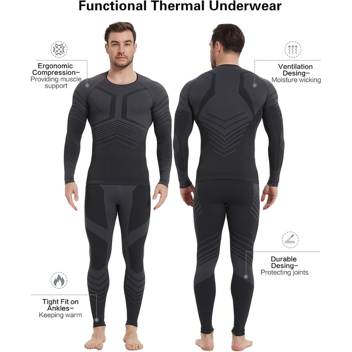 Чоловіча термобілизна, функціональна білизна, лижна білизна, зимовий комплект термобілизни, тепла, м&39яка, дихаюча, термобілизна, термомайка, термотруси для чоловіків, сірий, L