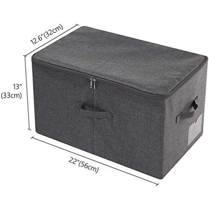 Великі, складні кошики для зберігання речей на блискавці, для спалень, шаф та одягу, 2 шт., чорно-сірі.