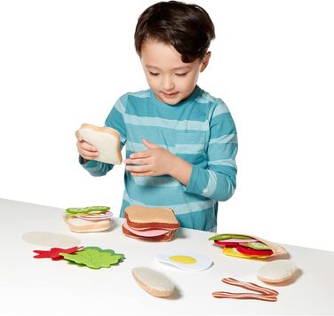 Набір бутербродів з фетру Melissa & Doug Фантазійна гра Гра з їжею Сенсорна іграшка 3 Подарунок для хлопчиків або дівчаток Сенсорна іграшка Доторкнись і відчуй