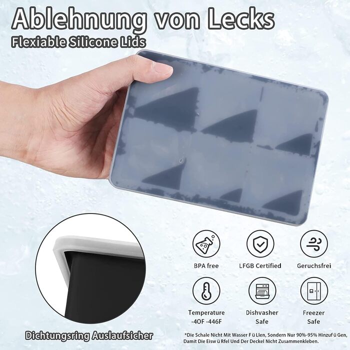 Силіконова форма для льоду з кришкою - набір з 4 шт. , легко вивільняється, підходить для коктейлів і соків з віскі тощо, схвалено