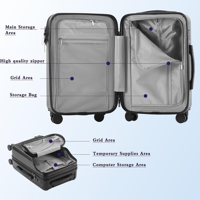 Валіза ручна поїздка з коліщатками 360 та тримачем для напоїв, червона, 20 дюймів