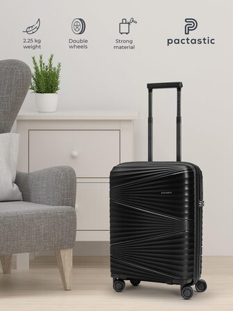 Ультралегка валіза для ручної поклажі з твердою оболонкою Маленький візок для ручної поклажі 39 x 20 x 55 см 41 літр Поліпропілен та TSA лише 2,25 кг (Колекція 02) Чорна металева валіза S (55 см)