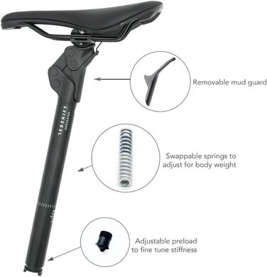 Підсідельний штир REDSHIFT ShockStop City Suspension, велосипедний амортизатор, підсідельний штир для електровелосипедів, міський, щоденний, алюмінієвий, діаметр 31,6 мм x 350 мм