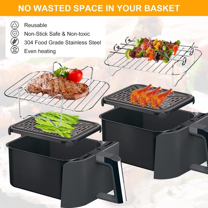 Аксесуари для фритюрниці ARNTY Dual Zone із силіконовою формою підходять для аксесуарів Ninja Foodi AF300EU, AF400EU, Innsky, Princess Dual Аксесуари для фритюрниці 7.6 л-9.5 л