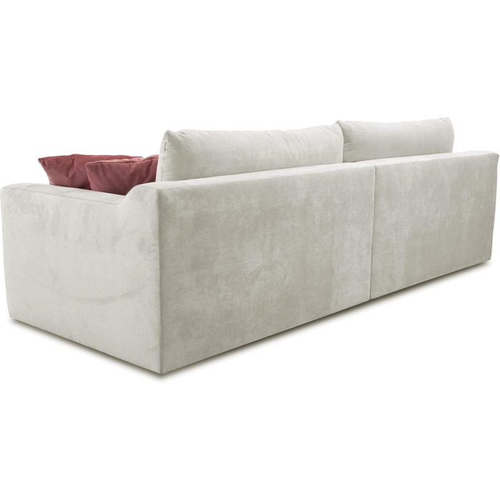 Великий диван Cavadore Fiona / Великий диван із подушками для спини у сучасному дизайні / 274x90x112 / Ткана тканина кремового кольору