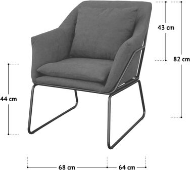 Крісло SVITA Josie, м&39яке крісло для дому з підлокітниками, металевий каркас, тканинний чохол, сучасний одномісний диван, світло-сірий, світло-сіра тканина