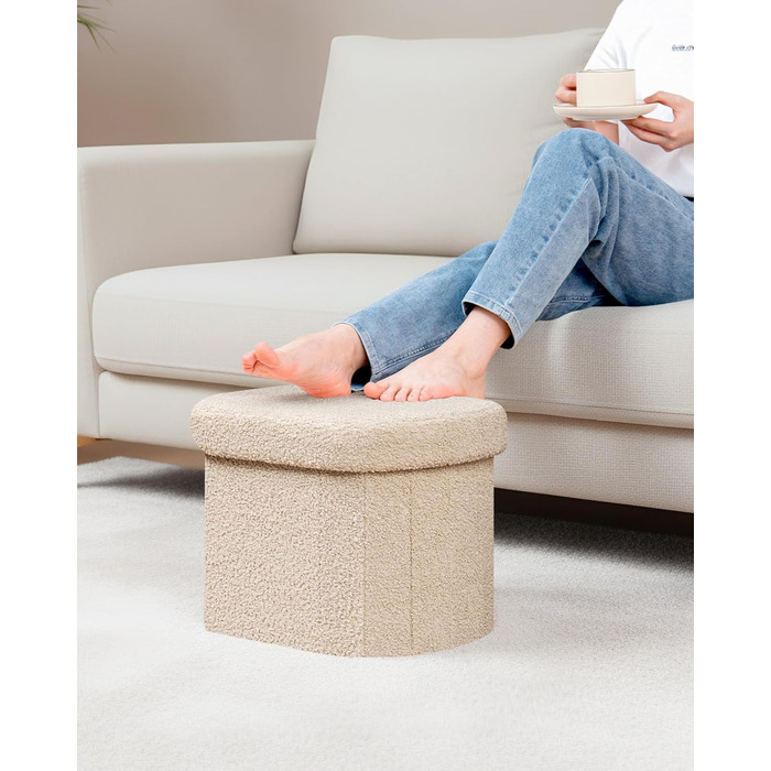 Лавка для зберігання Bonlife, Складана скриня для зберігання, Пуф для ніг, Love, для спальні, вітальні, коридору, Бежевий, 41 x 31 x 31 см (Бежевий 41Г x 31Ш x 31В см)