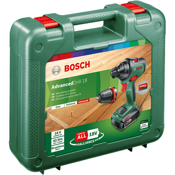 Акумуляторна дриль-шуруповерт Bosch AdvancedDrill 18 (з акумулятором, 18 вольт, у кейсі)