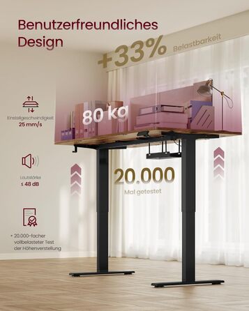 Стіл VASAGLE з регульованою висотою, 140 x 80 см, порт USB-C, подовжувач для зберігання, стіл для роботи стоячи, нагадування про тривале сидіння, 3 кнопки пам&39яті, для офісу, вінтажний коричневий LSD144KD02 140 x 80 см вінтажний коричневий