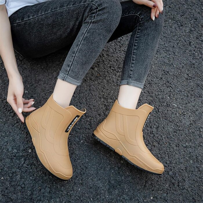 Дощові та водозахисні черевики для чоловіків та жінок, однаковий верх, гумові черевики, повсякденні, модні, для активного відпочинку, роботи, риболовлі, миття автомобіля, кухні, без бахіл, захист від дощу, чоловічі черевики, жовті, розмір 41 1