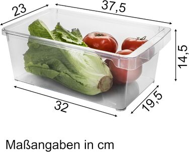 Органайзер для холодильника 37x23x14,5 см Прозорий з ручкою - Акрилова коробка для зберігання Організатор для холодильника Коробка для холодильника без BPA Комори Шафа для зберігання Прозора кухонна шафа Коробка 6 коробок, 6 шт.