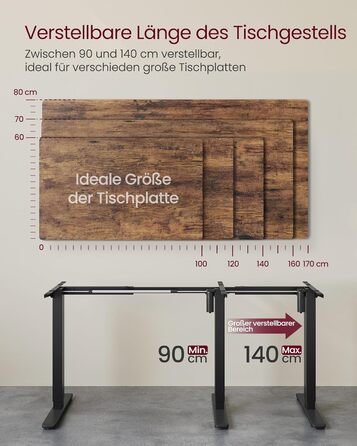 Електричний стіл VASAGLE з регульованою висотою, каркас столу, підставка для столу, без стільниці, з 2 гачками, функція пам&39яті з 3 висотами, сталь, чорний колір LSD021B01V2 1 чорний колір