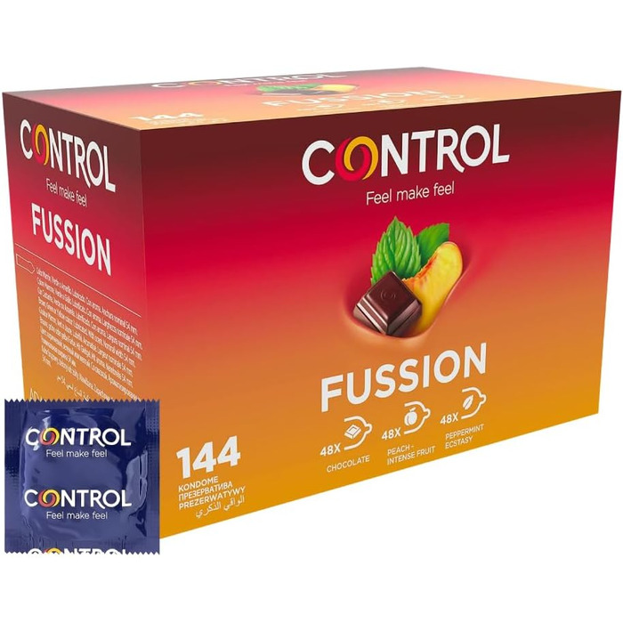 Презервативи CONTROL FUSSION з натурального латексу з різними смаками - 144 шт. и