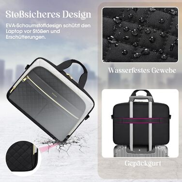 Жіноча сумка для ноутбука 17,3 дюйма, портфель, водонепроникна сумка для ноутбука, робоча сумка, бізнес-сумка, сумка через плече, сумка-мессенджер 17,3 дюйма, чорно-біла