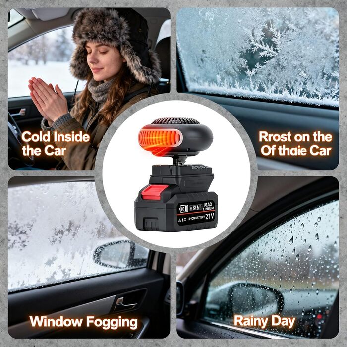 Автомобільний обігрівач на батарейках, потужністю 170 Вт з 2 режимами нагріву (30-80C), захистом від нахилу, захистом від перегріву, бездротовий з поворотною головкою на 180 для автомобіля, офісу та дому (2 батарейки)