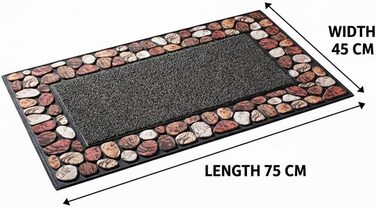 Килимок під камінь нековзний, брудовідштовхувальний, стійкий до атмосферних впливів міцний килимок для зовнішнього використання, що вловлює бруд, 75 x 45 см для вхідних дверей та входу