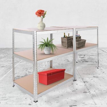 Полиця Arebos для важких умов експлуатації 200x90x60 см Вантажопідйомність 875 кг 5 полиць з МДФ Легке складання за допомогою вставної системи Оцинкована