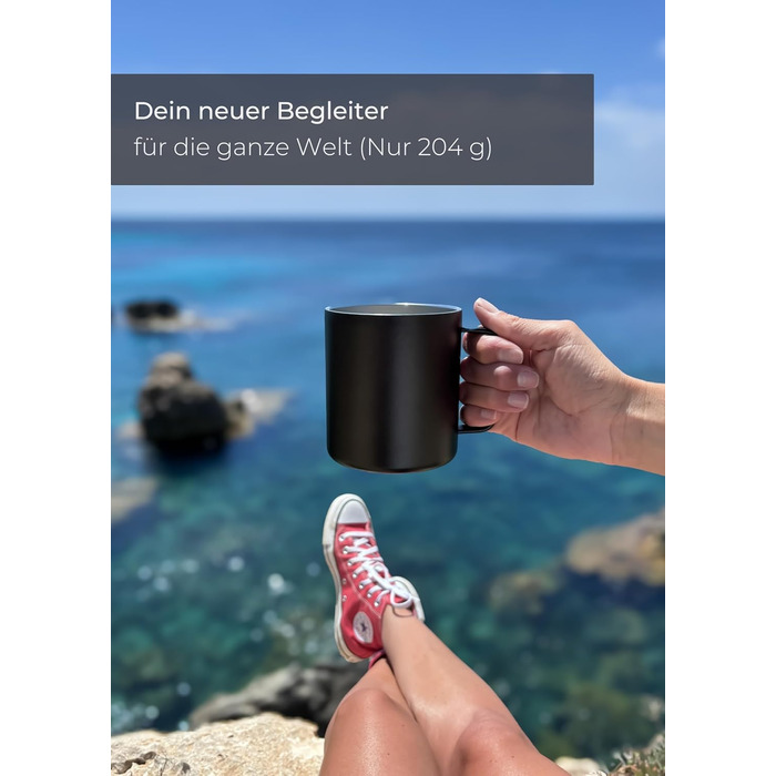 Термокружка LAMBDA COFFEE з нержавіючої сталі 2x360 мл з ручкою Двостінна ізольована кавова кружка Набір кухлів для кемпінгу та використання на природі Термокружка для кави (зелена) Мохово-зелена