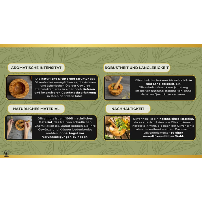 Набір розчинів і пестликів SOLTAKO з оливкового дерева - Ступка - Дерев'яна ступка - Екологічна трава, Розчин для спецій Ø Діаметр