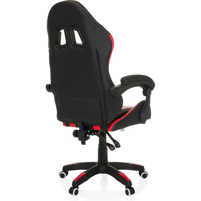Офісне крісло, ігрове крісло GAMEBREAKER W02, письмове крісло з підголівником та поперековою опорою, регульована висота, штучна шкіра чорного/червоного кольору.