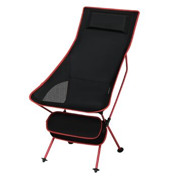 Складаний кемпінговий стілець eSituro, легкий складний стілець, рибальський стілець з сумкою для перенесення, складний стілець з високою спинкою, відкритий пляжний кемпінговий стілець, для риболовлі, пікніків, походів, 1 чорний червоний