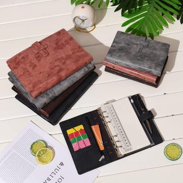 Папка-органайзер для щоденника Wonderpool A6 зі шкіри - багаторазовий крапчастий папір з кільцем та кількома кишенями для бізнесу, навчання, подорожей (A6, коричневий) A6 коричневий