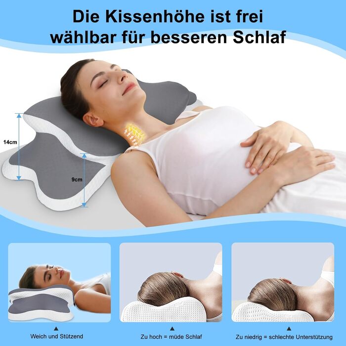 Подушка з піни з ефектом пам&39яті, ергономічна подушка з автоматичною пружинною фіксацією, ортопедична подушка для полегшення болю в шиї з піною з ефектом пам&39яті для сну на боці, спині та животі