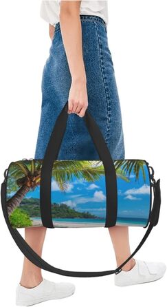 Спортивна сумка, дорожня сумка, пляжна сумка з принтом пальм та кокосів, сумка для ночівлі, чорна, універсальний розмір, сумка для подорожей