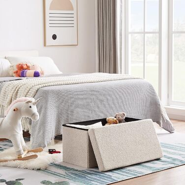 Лавка/куб для зберігання Zedelmaier з плюшевою тканиною для ніг/скринею/ящиком для зберігання, складна, вантажопідйомність до 300 кг, знімна кришка, 76 x 38 x 38 см (бежевий-76) 38Г x 76Ш x 38В см бежевий