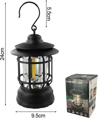 Світлодіодний кемпінговий ліхтар з акумуляторною батареєю, портативний вінтажний кінський ліхтар для походів та кемпінгу, з плавним регулюванням яскравості, 120 120 200 мм, 275 г