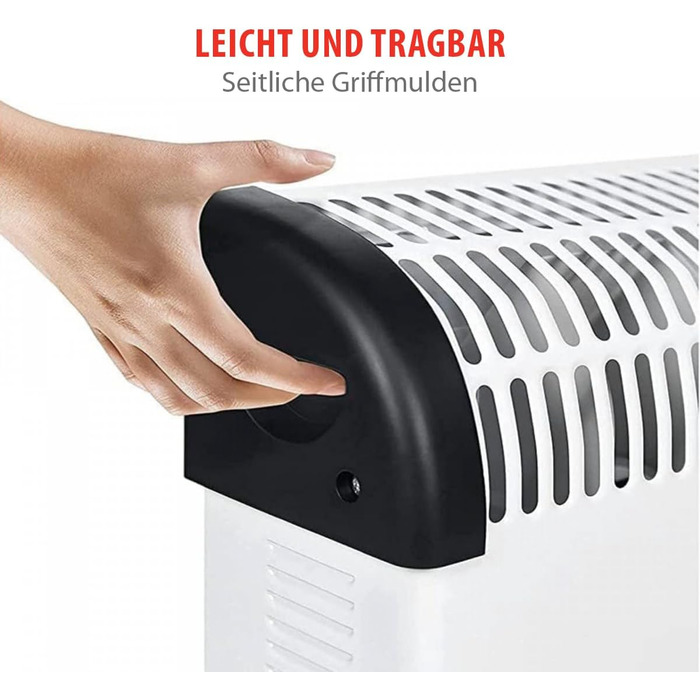 Електричний конвекційний обігрівач alpina CHYO2 електричний радіатор потужністю 2000 Вт з регульованим термостатом та функцією турбо для приміщень площею до 15 м білий