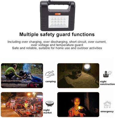 Сонячний кемпінговий ліхтар Topiky, портативний сонячний генератор зі світлом (3 лампочки), багатофункціональний аварійний ліхтар для випадків відключення електроенергії, кемпінгу на свіжому повітрі, дому, надзвичайних ситуацій