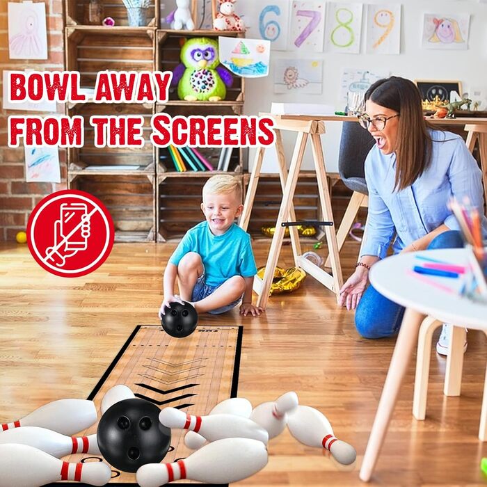 Міні-набір для боулінгу KEAGAN, повна ігрова доріжка для боулінгу, набір для боулінгу в приміщенні/на вулиці, набір для боулінгу з доріжкою для боулінгу, кеглями та кулею, набір для гри в боулінг для спорту, взаємодії та дозвілля