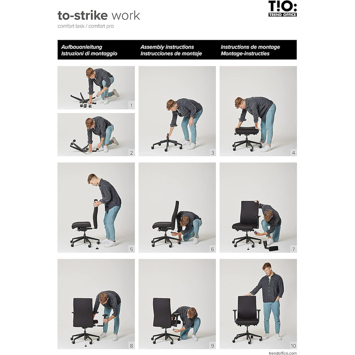 Переможець тесту Stiftung Warentest, ергономічне офісне крісло з 4D-підлокітниками, регульованою по висоті спинкою, від Dauphin (чорне), 9248