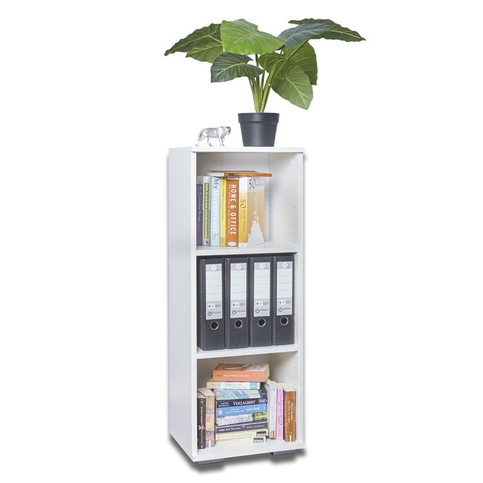 Мала полиця для документів, вузька полиця, 40,1 x 109,5 x 35 см, багатоцільова полиця, ширина 40 см, книжкова полиця, стояча полиця, біла, для файлів та папок, офісні меблі, дерев&39яна полиця, маленька, біла