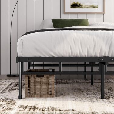 Ліжко Zinus Justin 90x200 см - Висота 36 см з місцем для зберігання під ліжком - Металевий каркас ліжка-платформа - Чорний 90x200 см Сучасний чорний