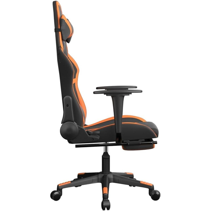 Геймерське крісло, офісне крісло, з підставкою для ніг, чорно-помаранчеве, штучна шкіра