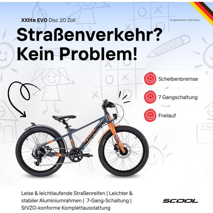 Дитячий гірський велосипед S&39Cool XXlite EVO 20R 7S (20 футів, сірий/помаранчевий)