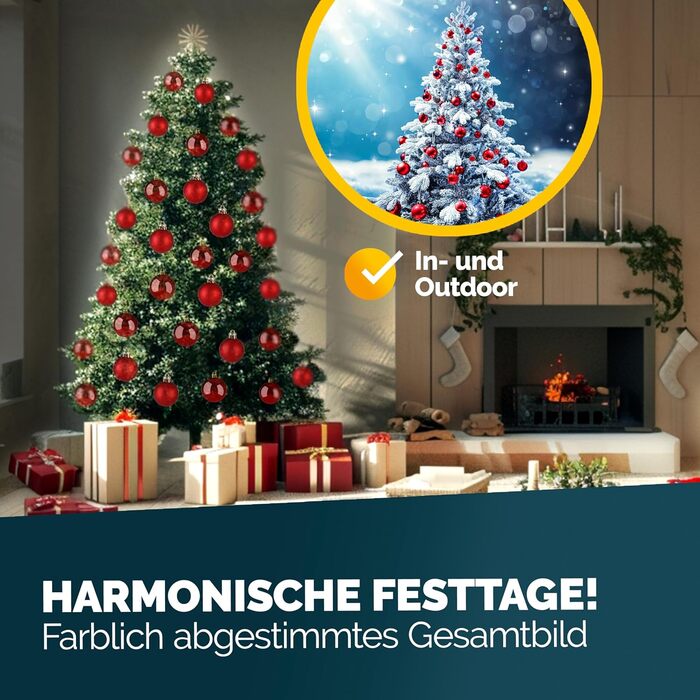 Різдвяні кульки набір з 54 шт червоні Deuba