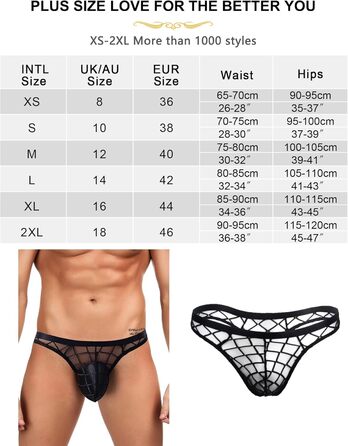 Прозорі чоловічі стрінги comeondear, чорні, розмір XL