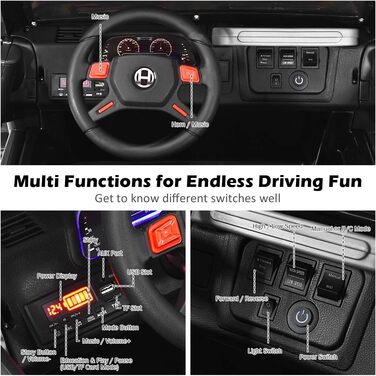 Дитячий електромобіль COSTWAY 2-місний з пультом дистанційного керування 2.4G, 3-швидкісний 12В дитячий автомобіль з MP3, музикою,