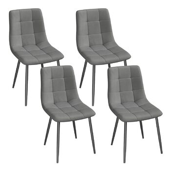 Обідні стільці EUGAD, комплект з 4 шт. , для їдальні, кухні, вітальні, м&39які кухонні стільці зі спинкою, оксамитовий чохол, з металевими ніжками, вантажопідйомність 150 кг, темно-сірий, комплект з 4 предметів (44 x 81 x 51 см)