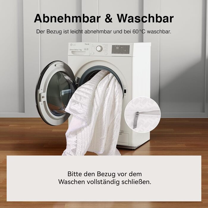 Матрац Novilla H3/H4 7-зонний матрац з холодної піни 140x200 Різні розміри та висота Дихаючий чохол, який можна прати при 60C Сертифіковано Oeko-Tex та CertiPUR-US Згортається матрац 18 см x 18 см 140 x 200 см