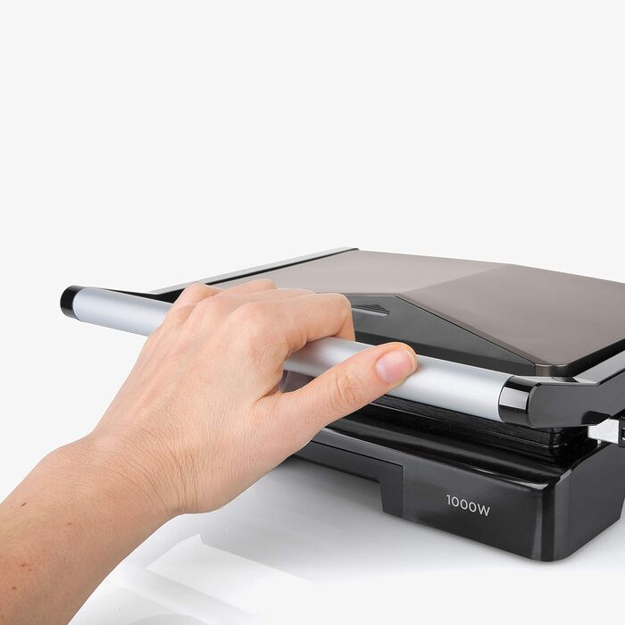 Контактний гриль, 1000 Вт, пластик, чорний гриль 1000 Вт, 1000E