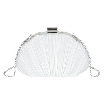 Жіноче клатч з блискітками Мушля, вечірня сумочка зі стразами та ланцюжком для весілля та святкової вечірки, білий