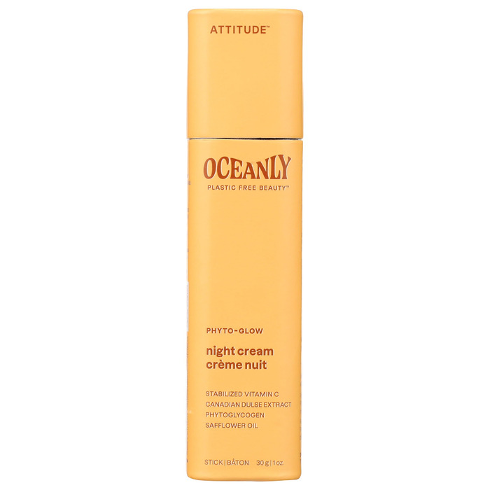 Нічний крем-стік Oceanly від ATTITUDE, сертифікований EWG, без пластику, на основі рослинних та мінеральних інгредієнтів, веганський догляд за шкірою, PHYTO GLOW, без запаху, 30 г ()